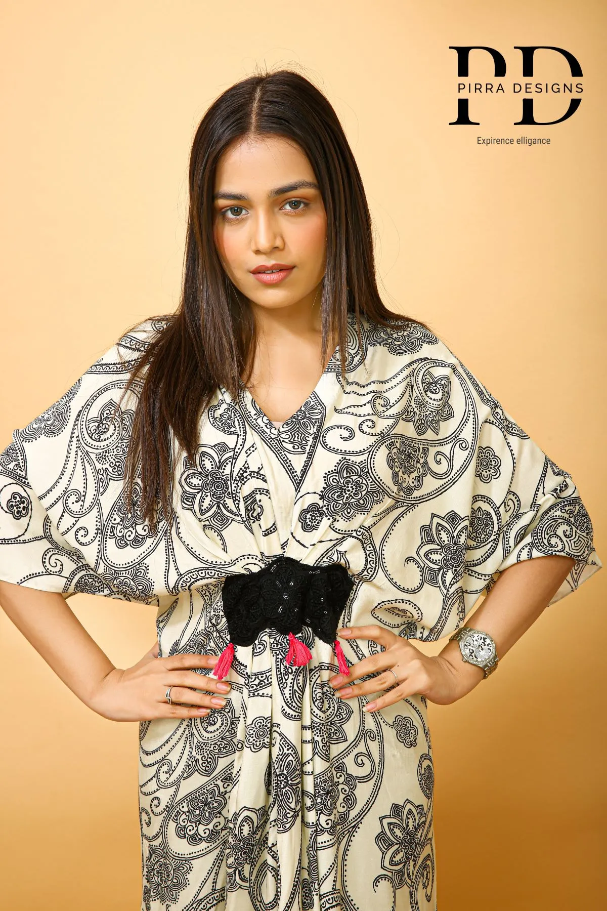 Women's OffWhite  Celina floral Printed Kafftan style Dress