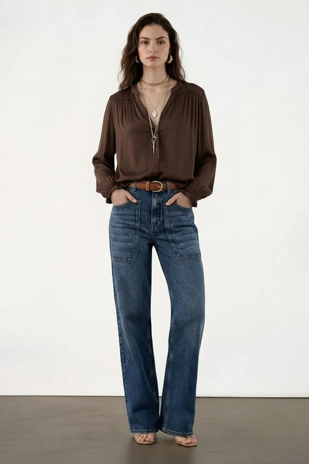 Satin Finish Button-Down Shirt