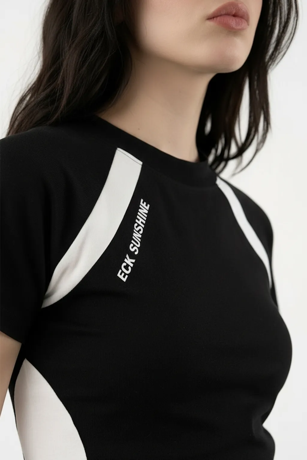 Sporty Contrast Panel Fitted Tee