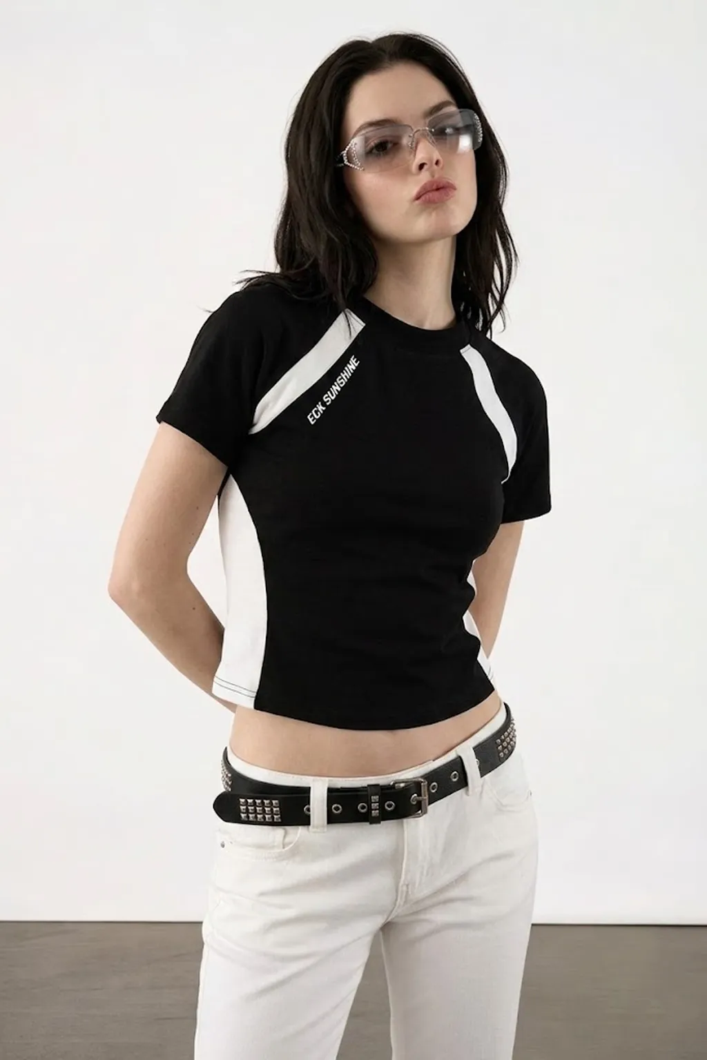 Sporty Contrast Panel Fitted Tee