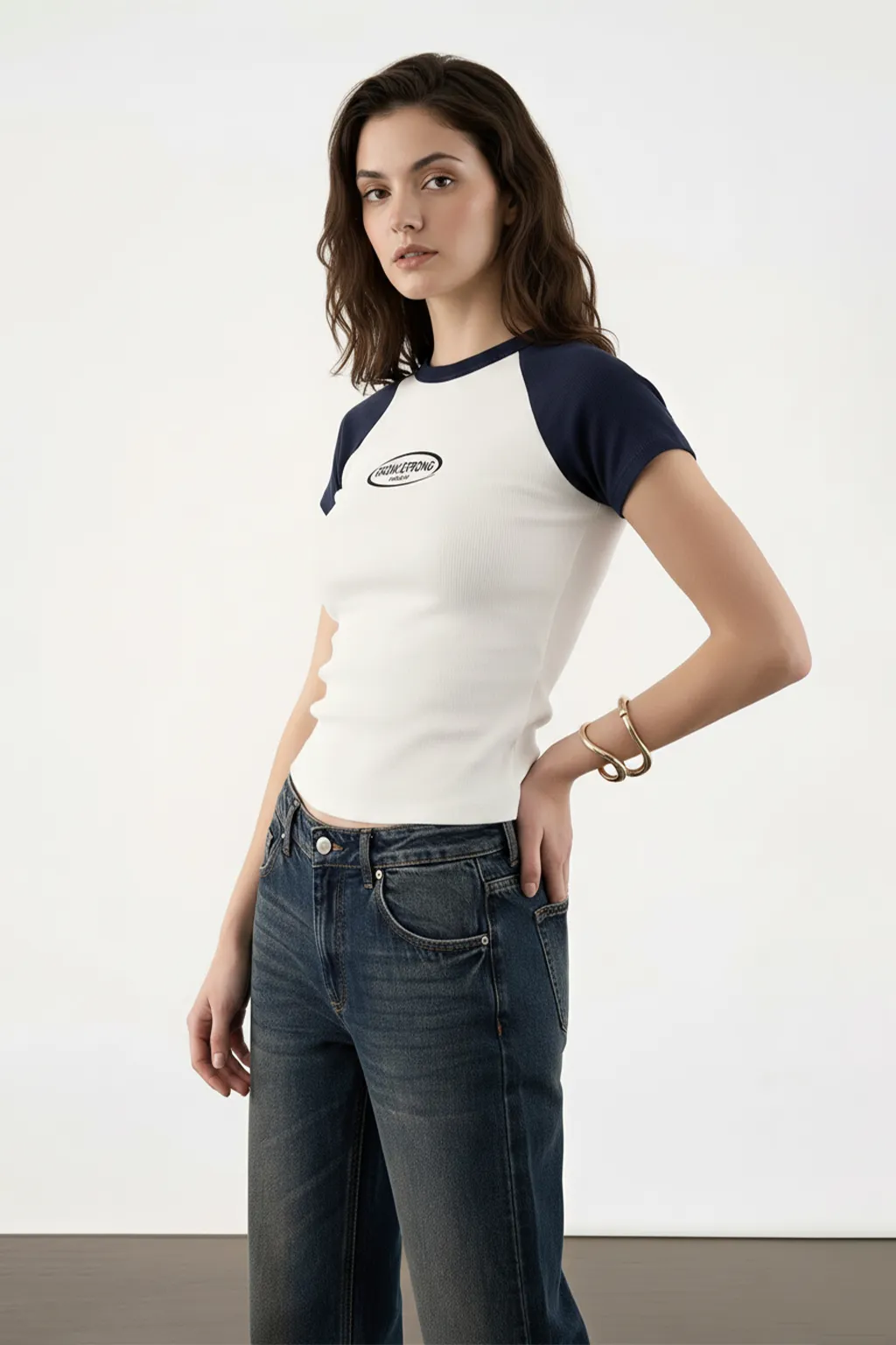 Raglan Sleeve Graphic Fitted Tee