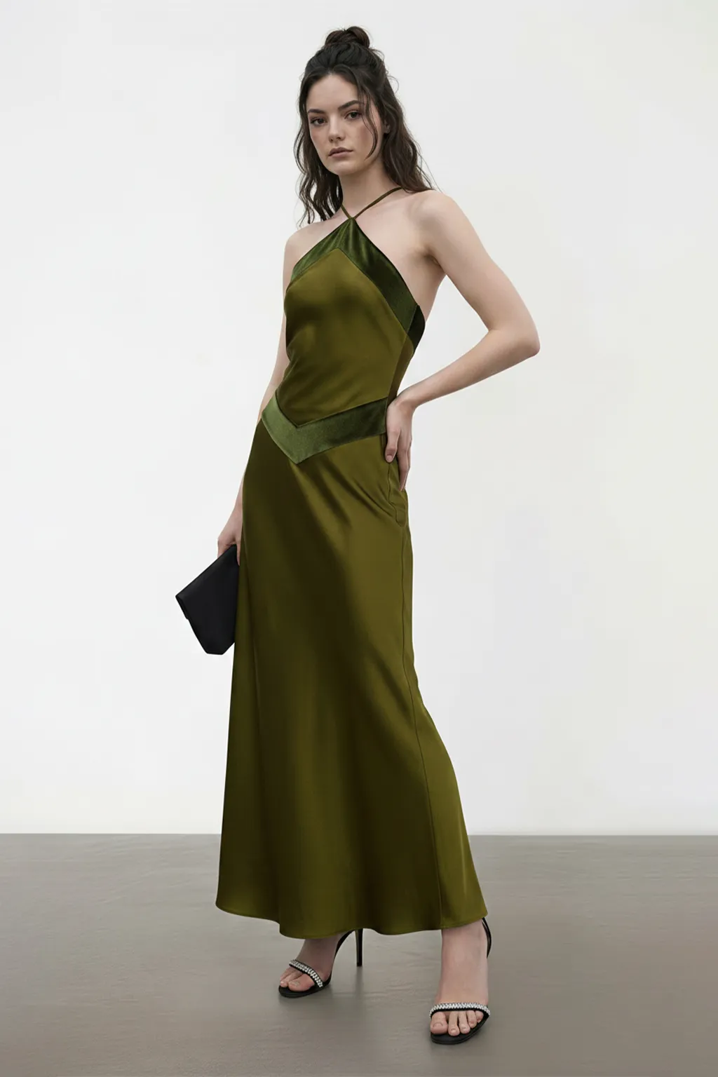 Satin Halter Maxi Dress
