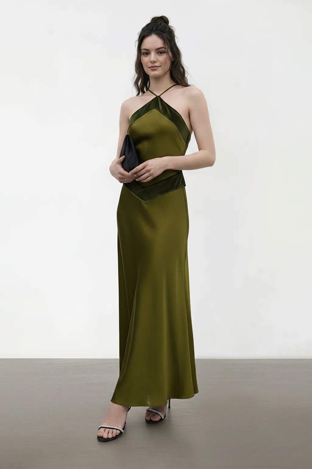 Satin Halter Maxi Dress