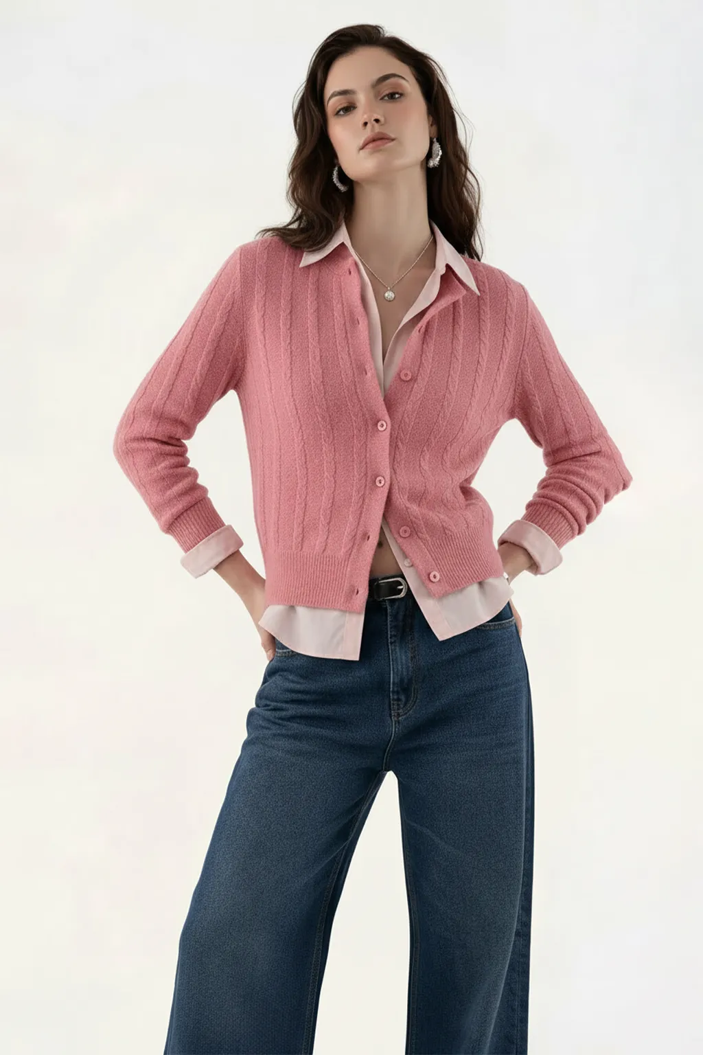 Blush Pink Knit Cardigan