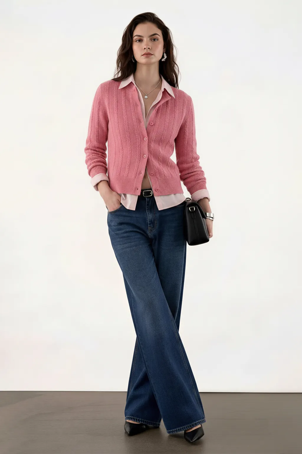 Blush Pink Knit Cardigan