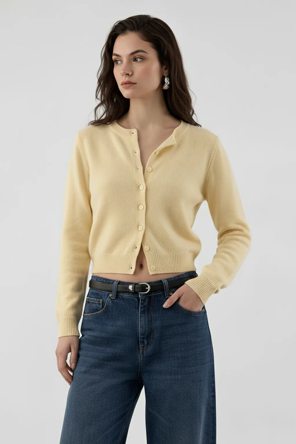 Pastel Yellow Knit Cardigan