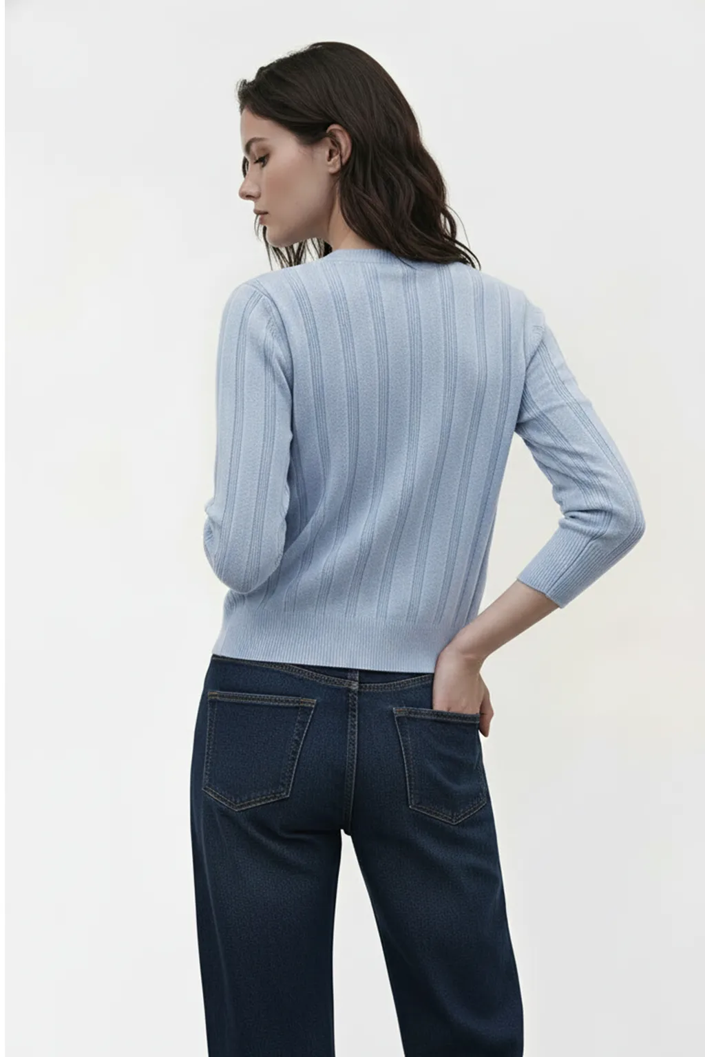 Sky Blue Ribbed Cardigan