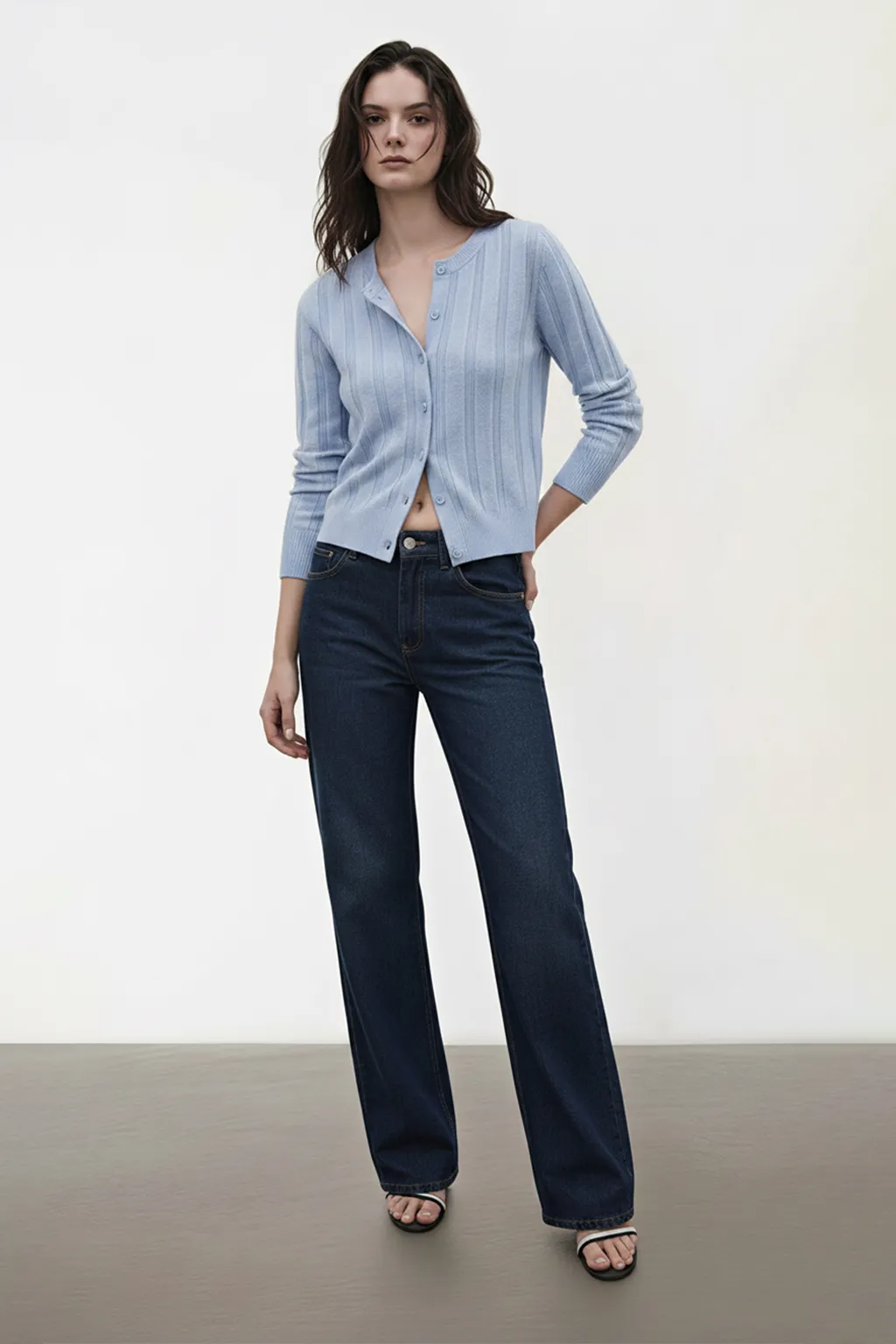 Sky Blue Ribbed Cardigan