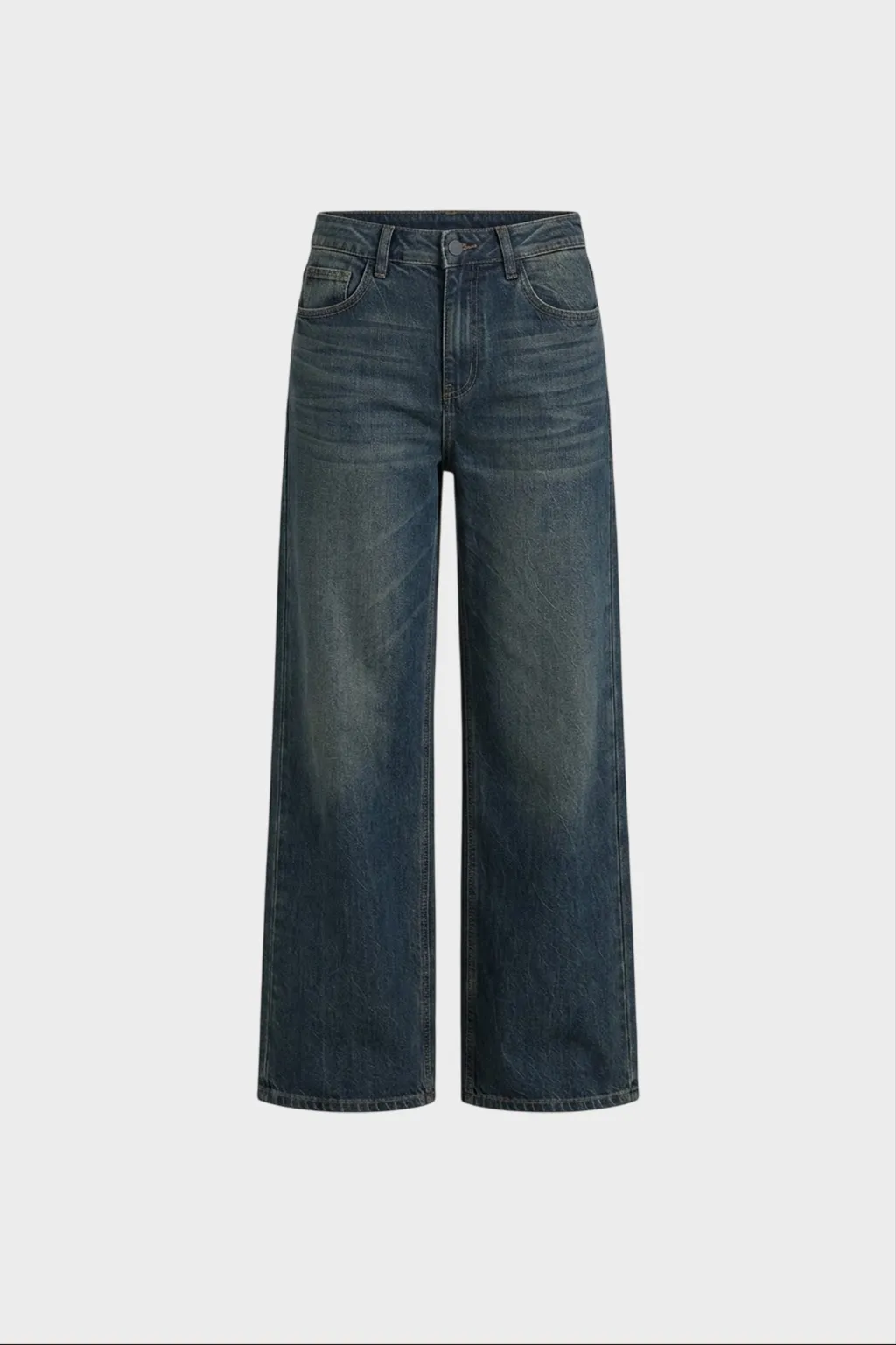Wide-Leg Washed Denim Jeans