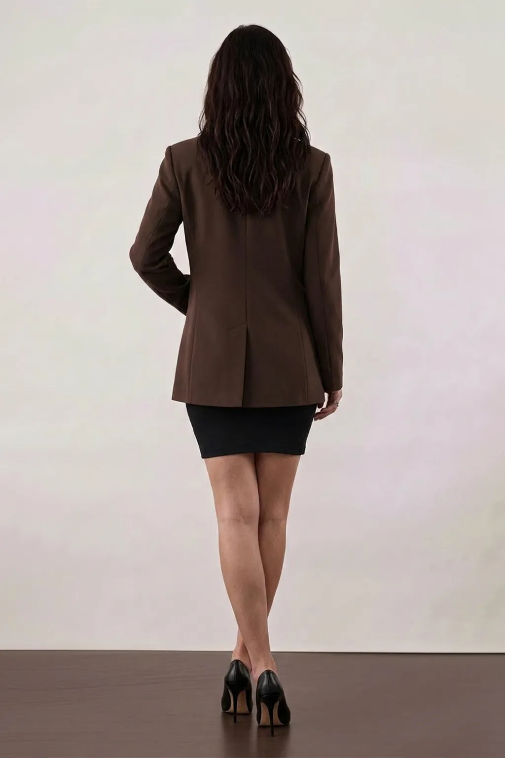 Brown Tailored Double-Breasted Blazer