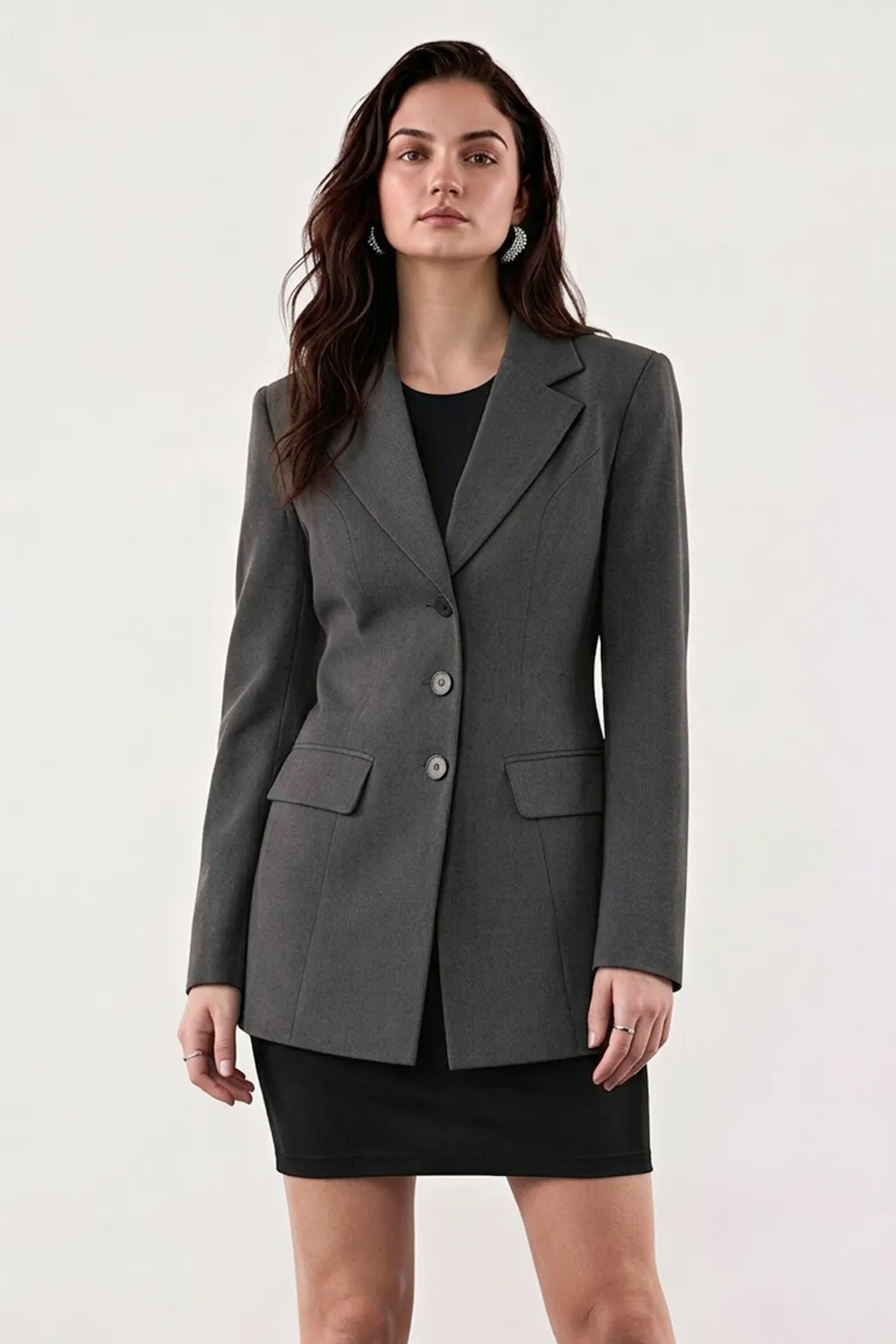 Charcoal Single-Breasted Blazer