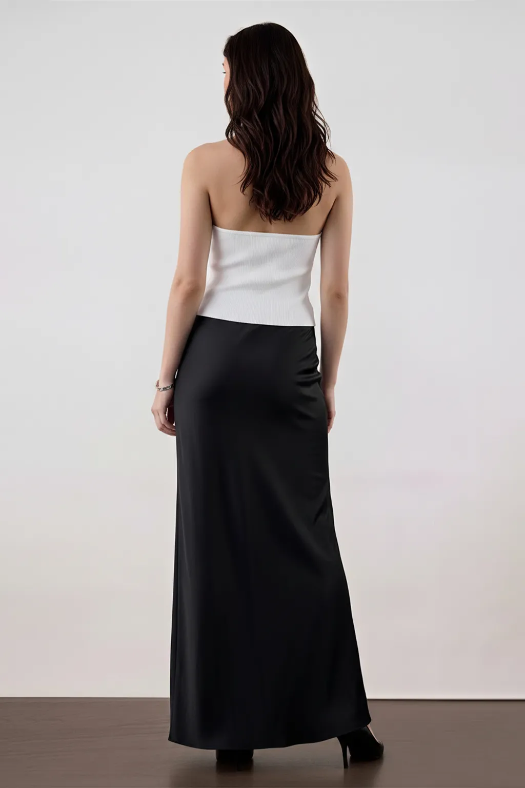 Black Satin Maxi Skirt