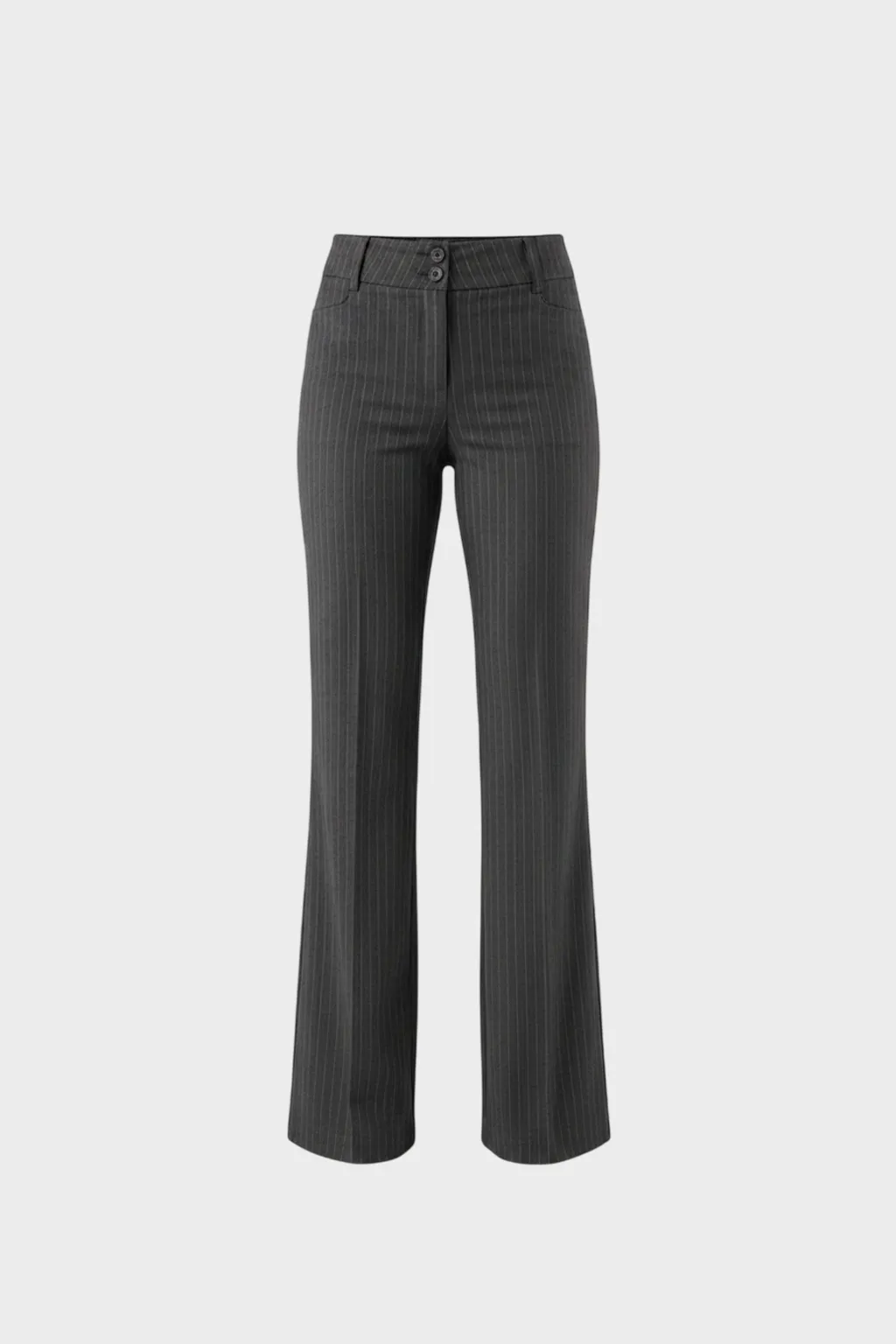 Grey Pinstripe Flared Trousers