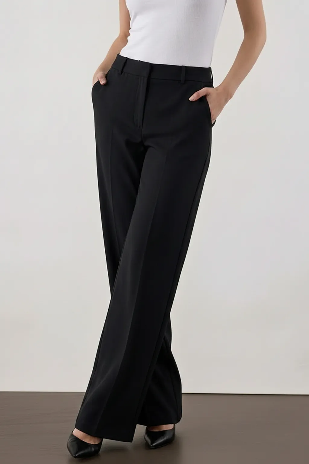 Classic Black Straight-Fit Trousers