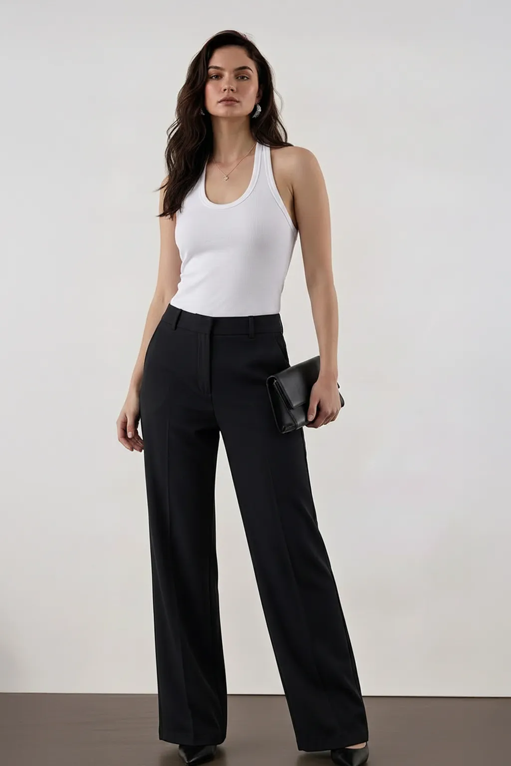 Classic Black Straight-Fit Trousers