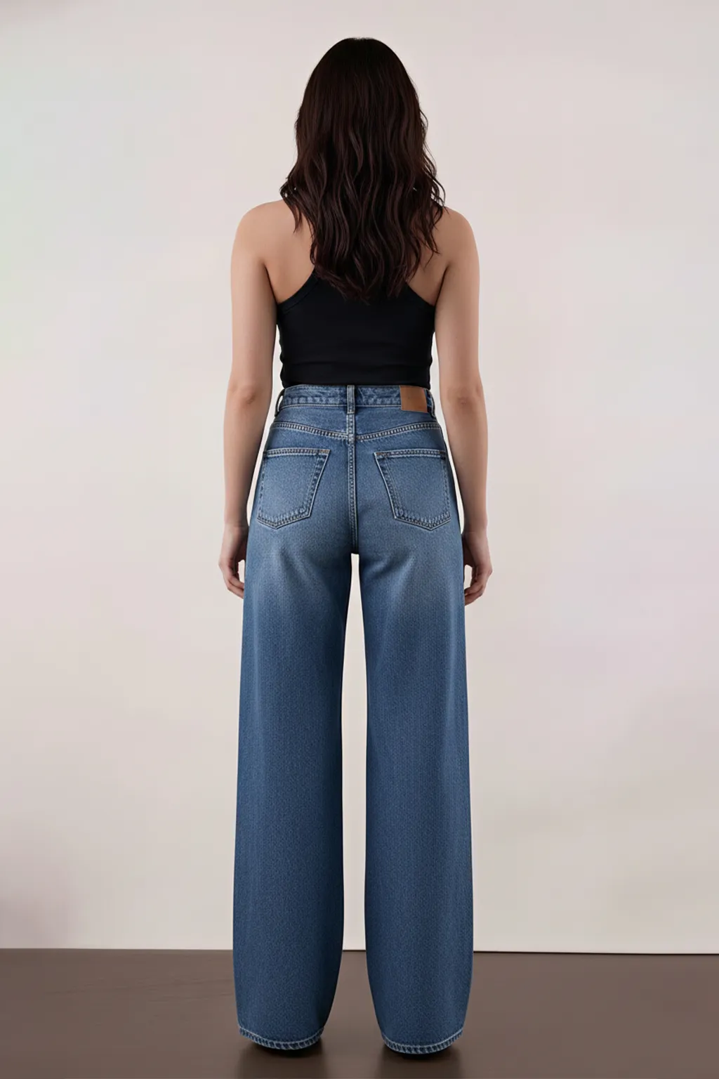 Blue Wide-Leg Denim Jeans