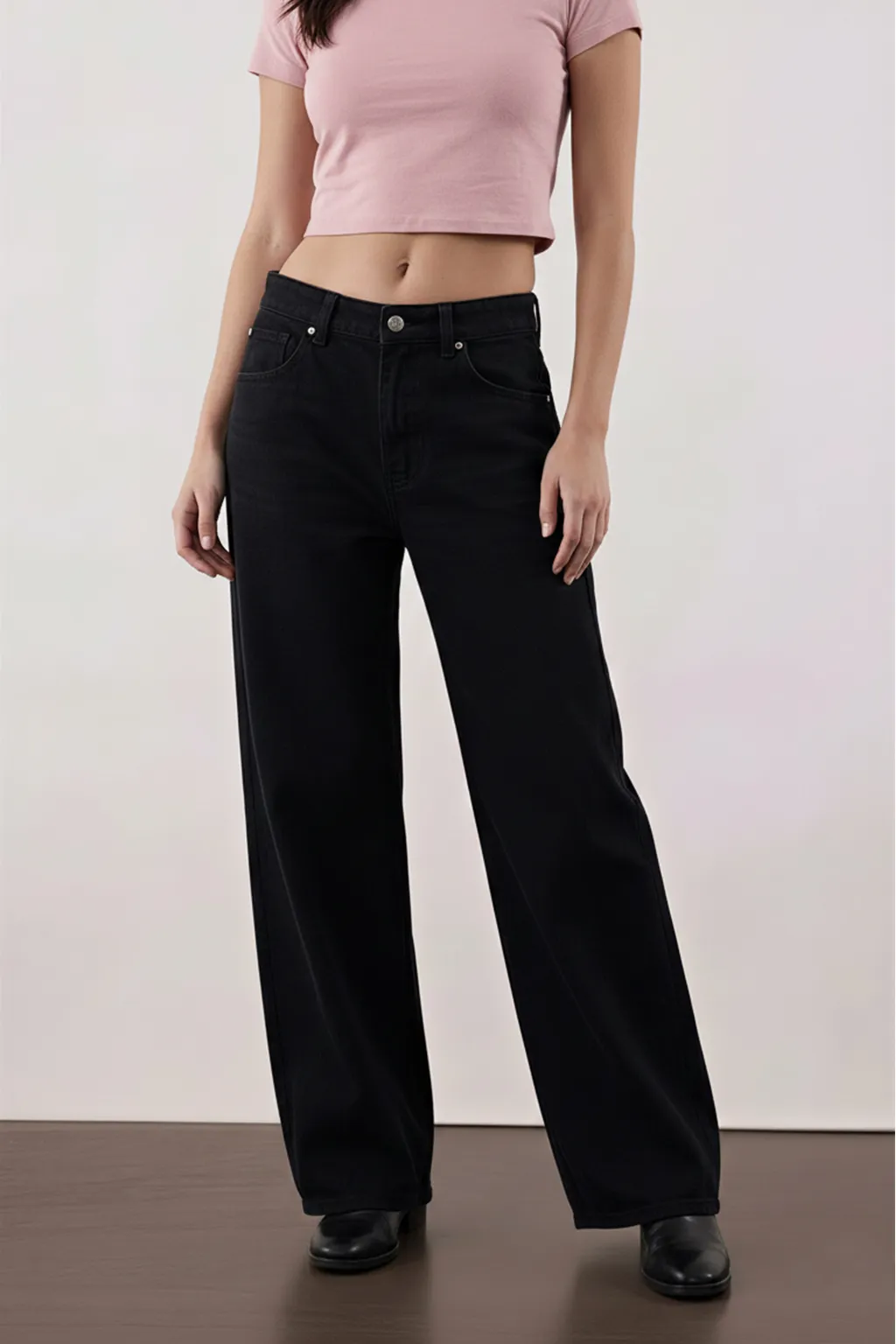 Black Relaxed Straight Jeans