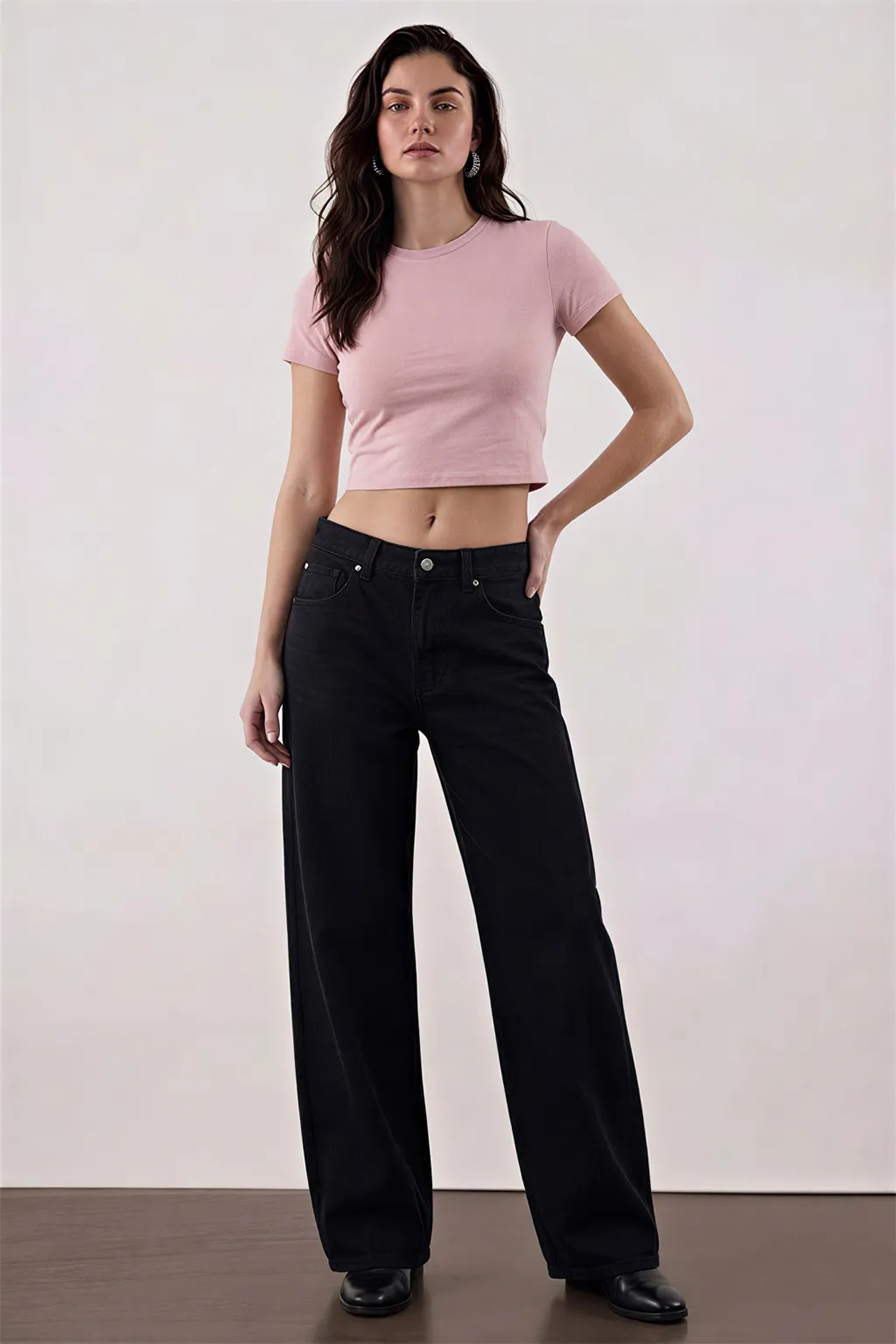 Black Relaxed Straight Jeans