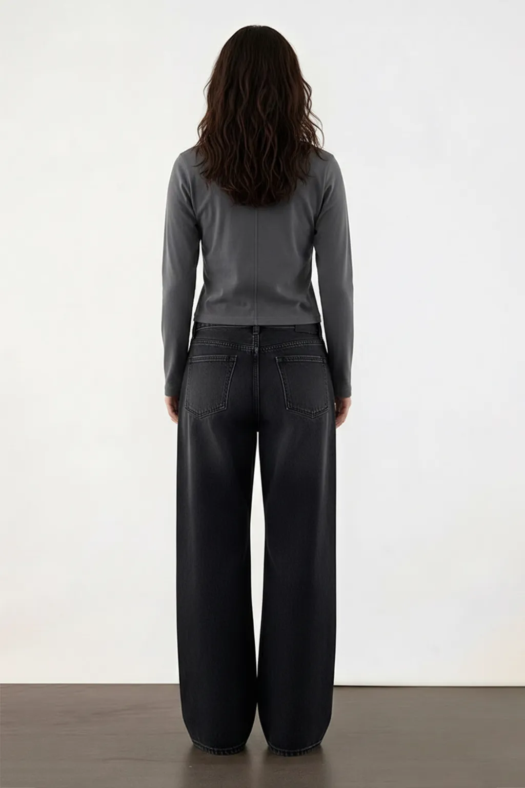 Washed Black Wide-Leg Jeans