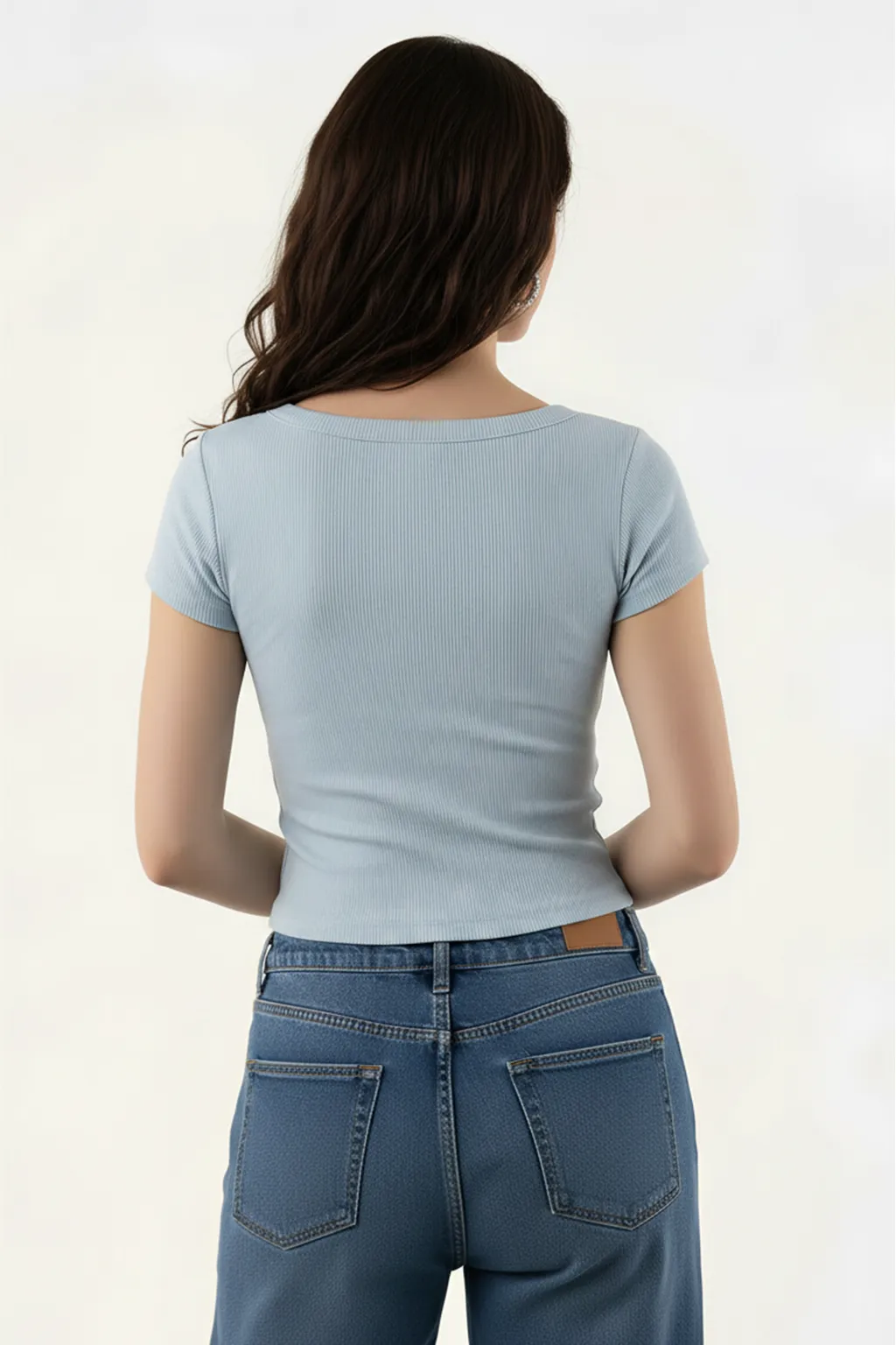 Light Blue Ribbed Crop Top