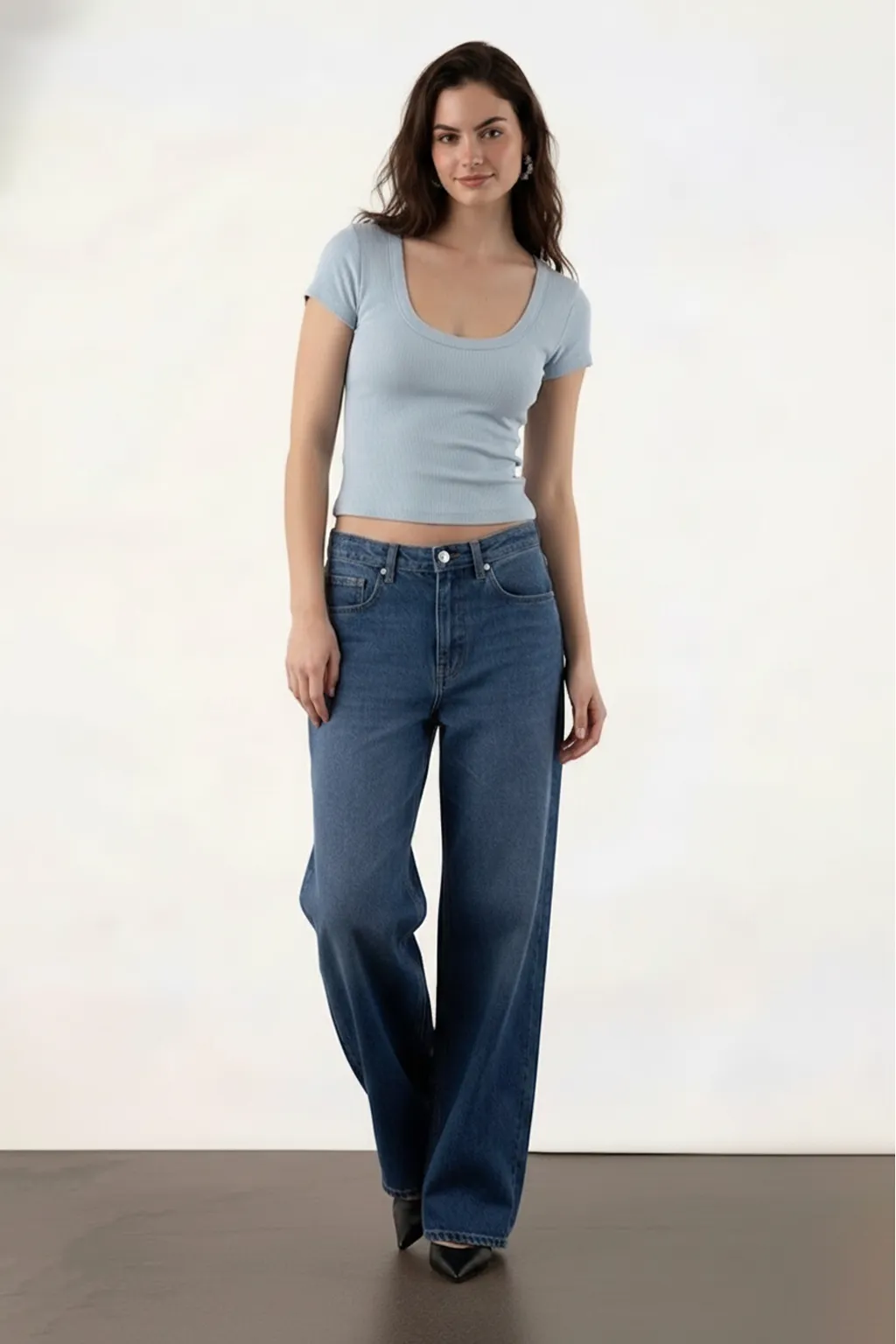 Light Blue Ribbed Crop Top