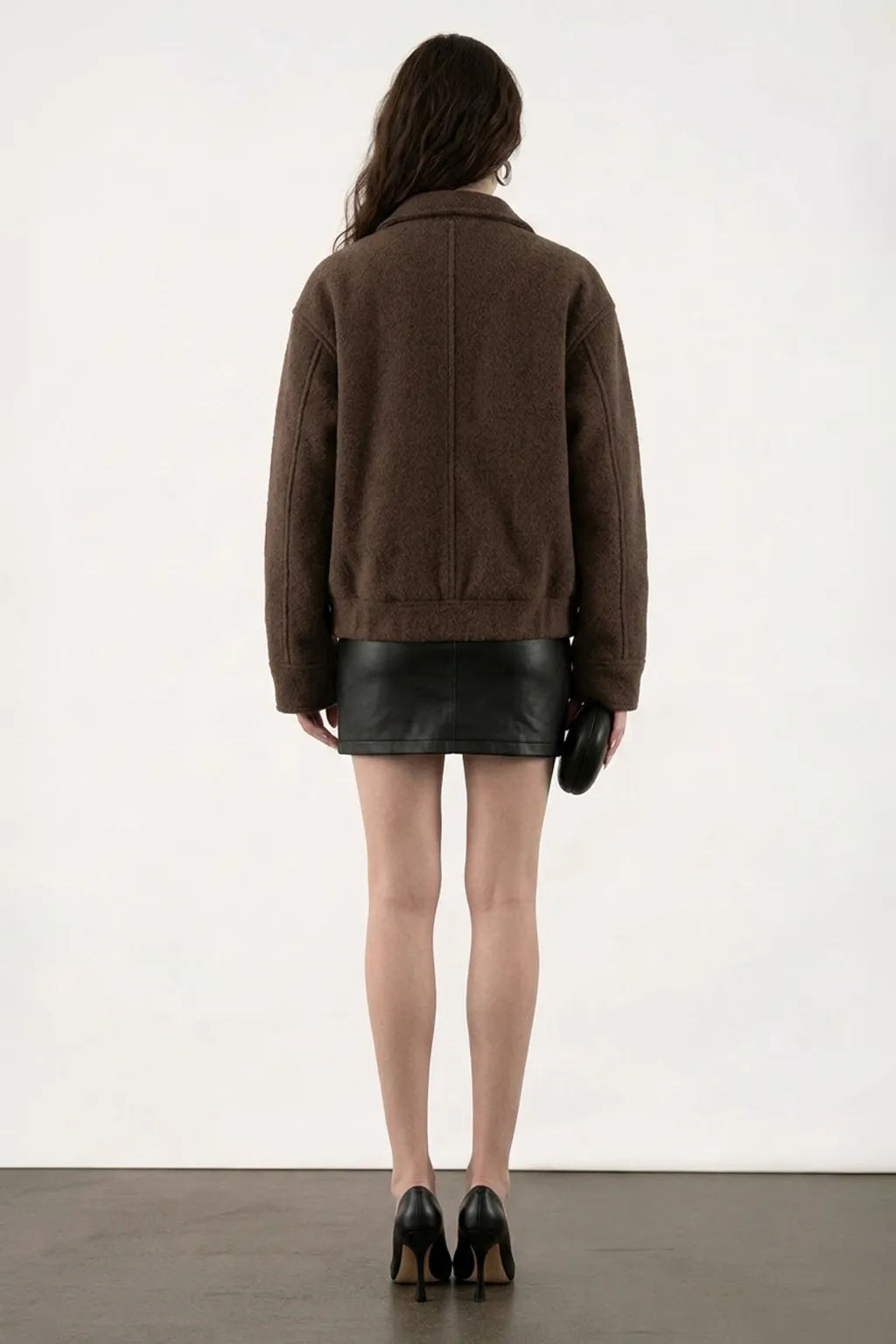 Brown Textured Zip-Up Jacket