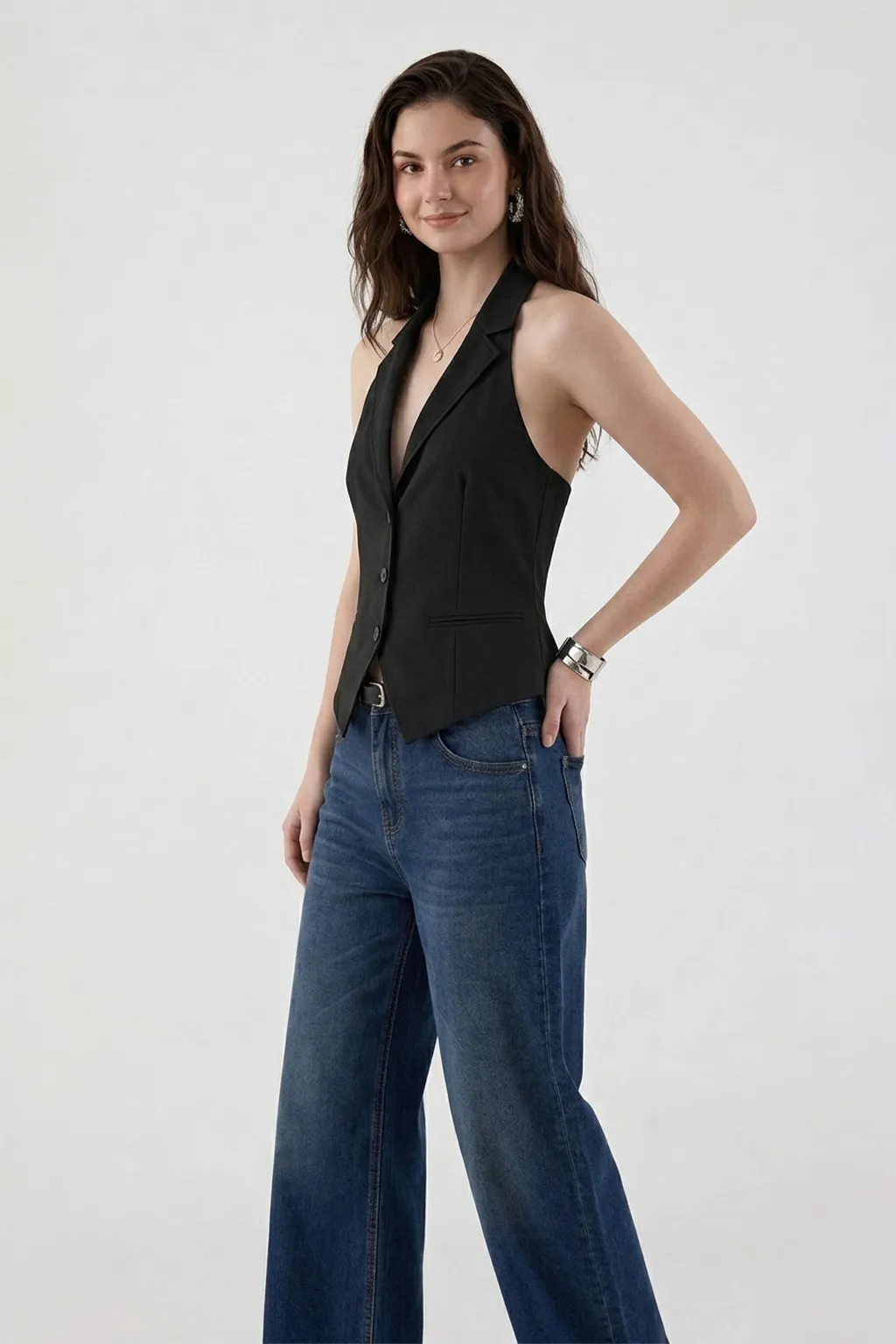 Black Halter-Neck Waistcoat