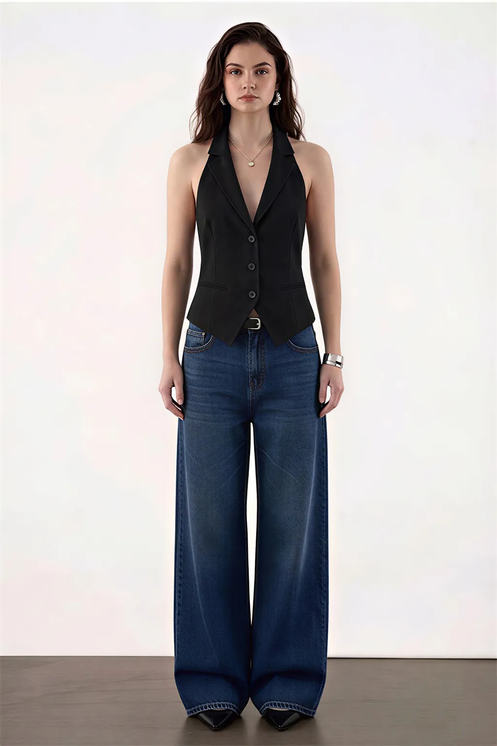 Black Halter-Neck Waistcoat