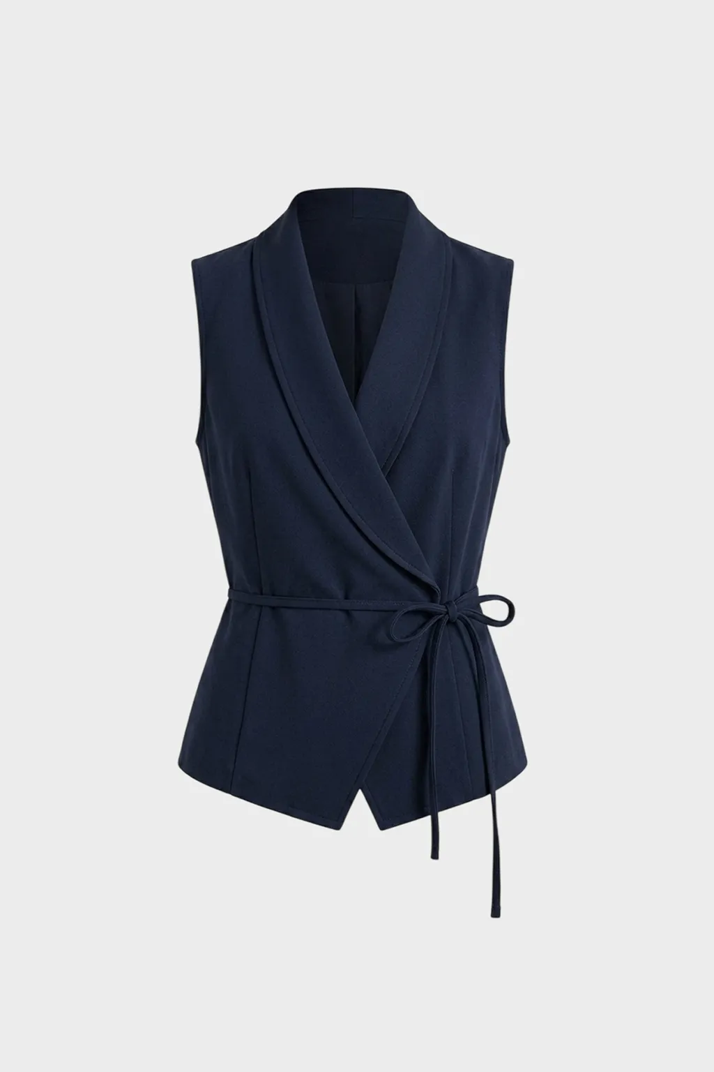 Navy Wrap Sleeveless Waistcoat
