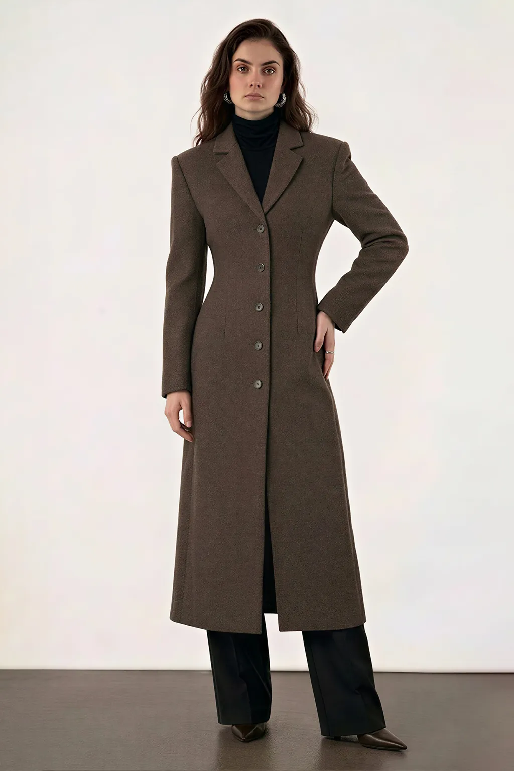 Long Brown Structured Coat