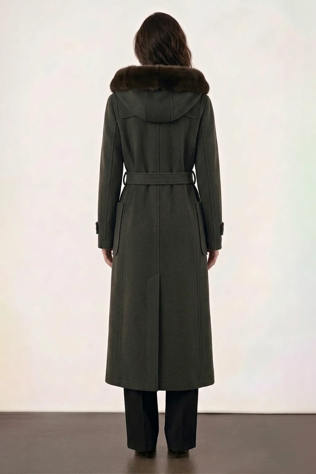 Dark Brown Hooded Toggle Coat