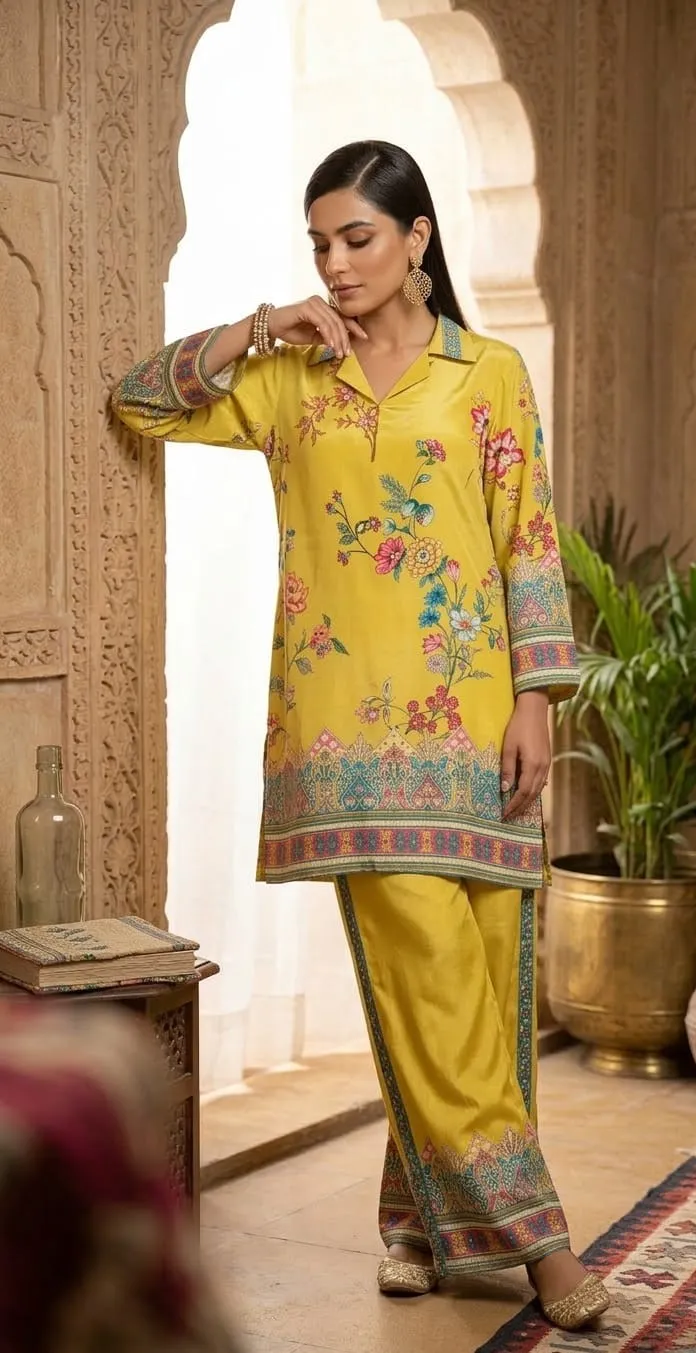 Women's Olive Green Printed Co-ords set  For Women