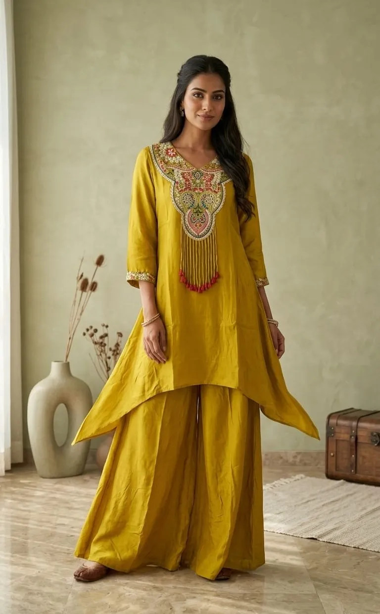 Women' Olive Green Crape A-line Kurta set  Printed  Top & Plazzo Pant with Dupatta