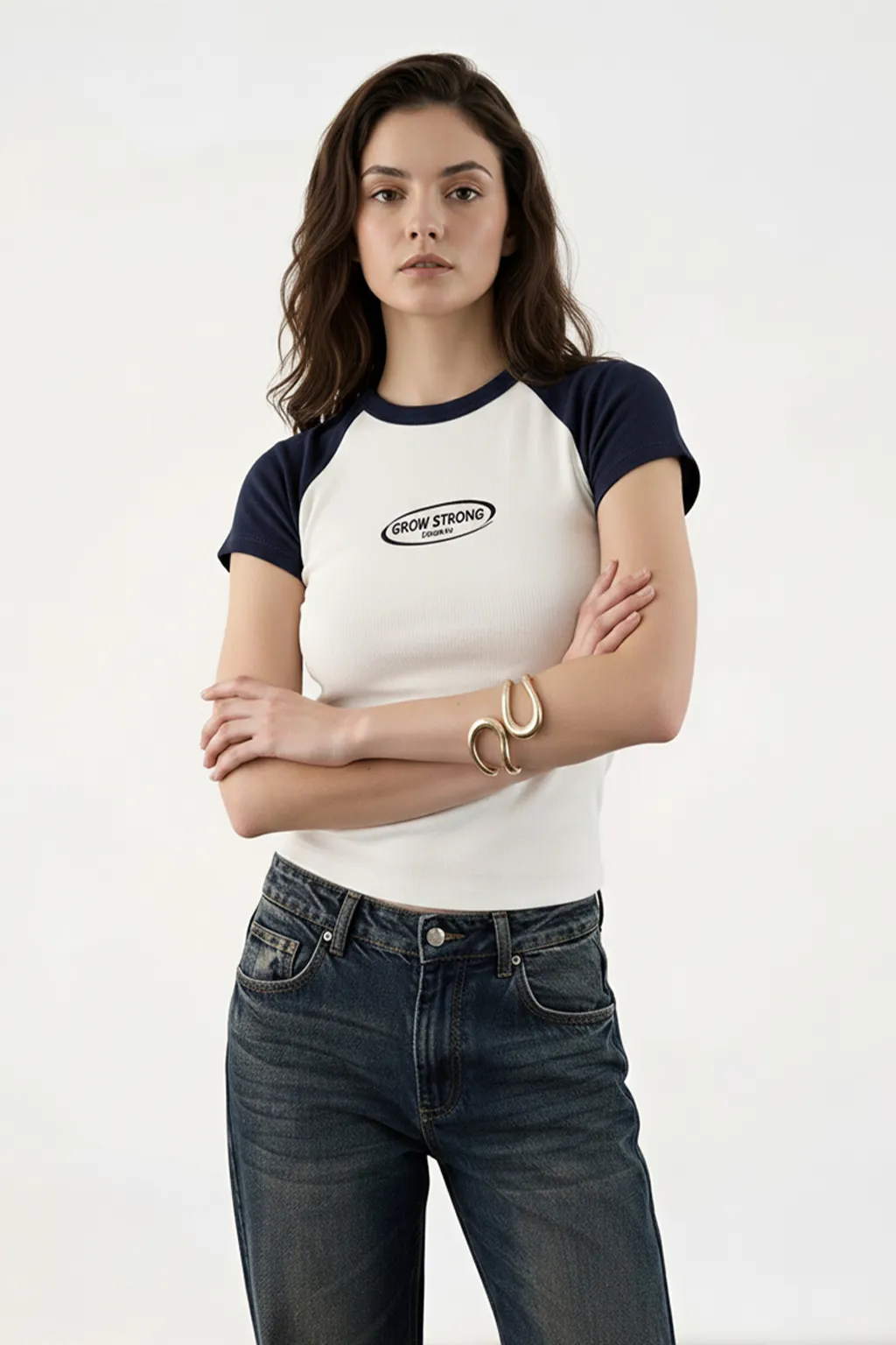 Raglan Sleeve Graphic Fitted Tee