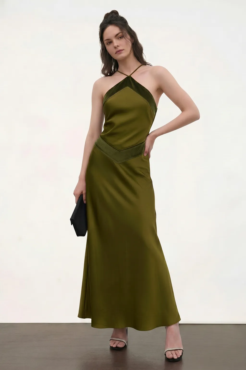 Satin Halter Maxi Dress